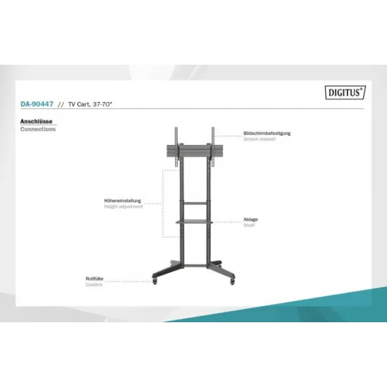 Digitus TV mobilni podni nosac sa policom, do 50kg, 37 -70