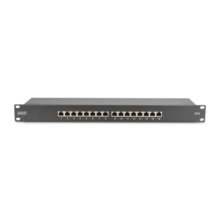 Digitus Patch panel puni, shielded 16-port, CAT 6, 1U, rack mount, crni