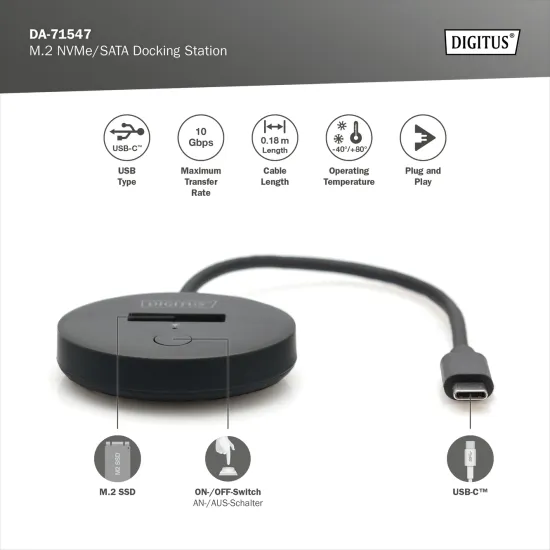 Digitus Dock za m.2 NVMe/SATA - USB Type-C Gen 2