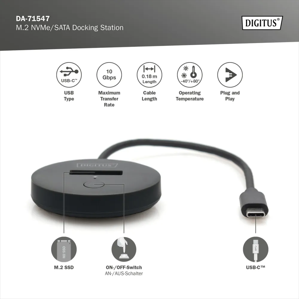 Digitus Dock za m.2 NVMe/SATA - USB Type-C Gen 2