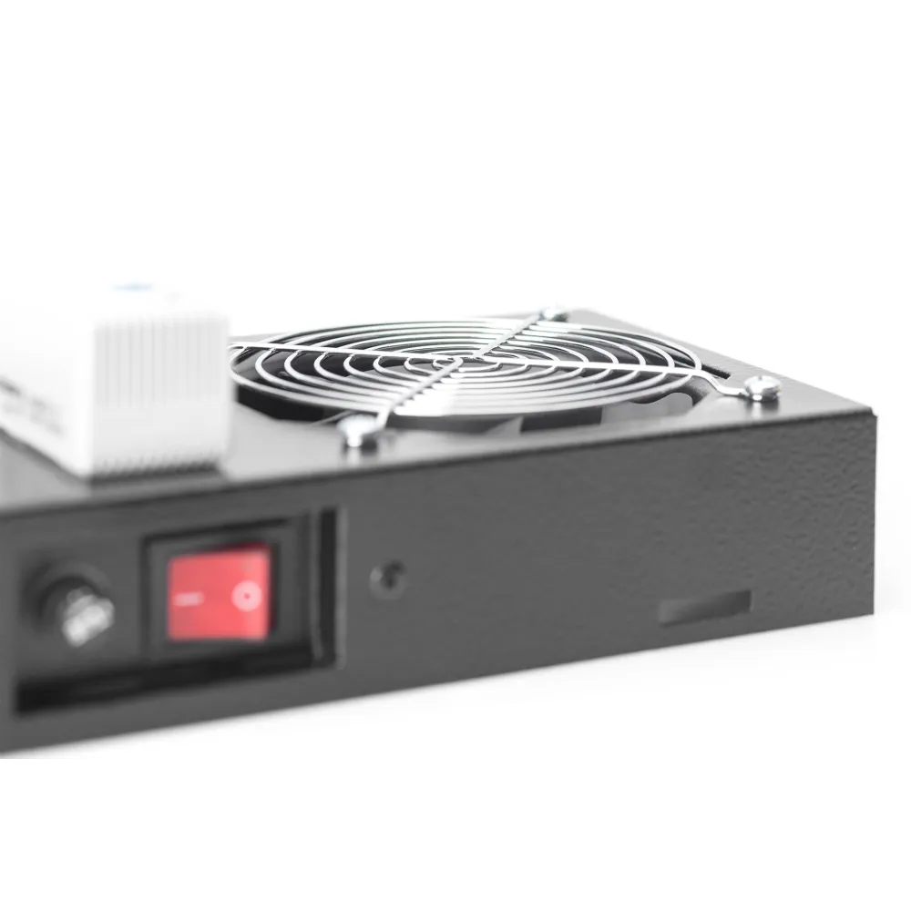 Digitus Roof VENTILATOR unit, wall mounting cabinets 2 fans, thermostat, switch, crni (RAL 7035)