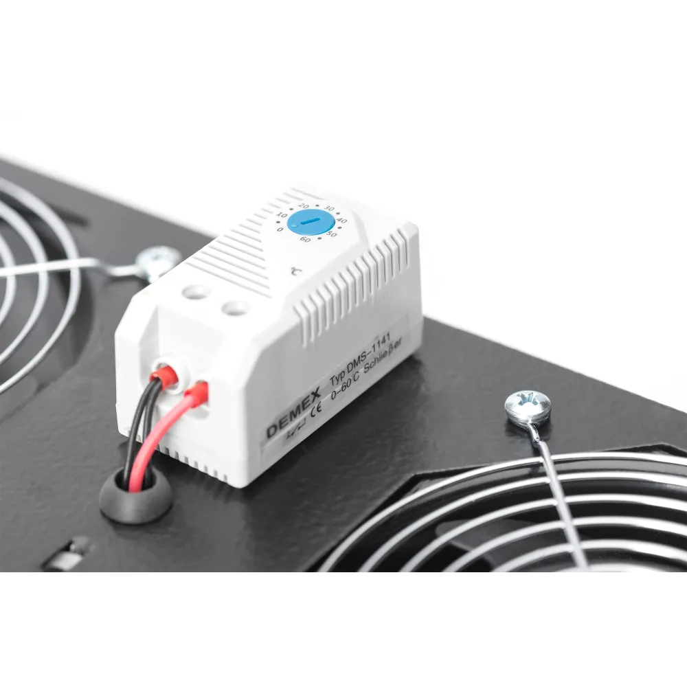 Digitus Roof VENTILATOR unit, wall mounting cabinets 2 fans, thermostat, switch, crni (RAL 7035)