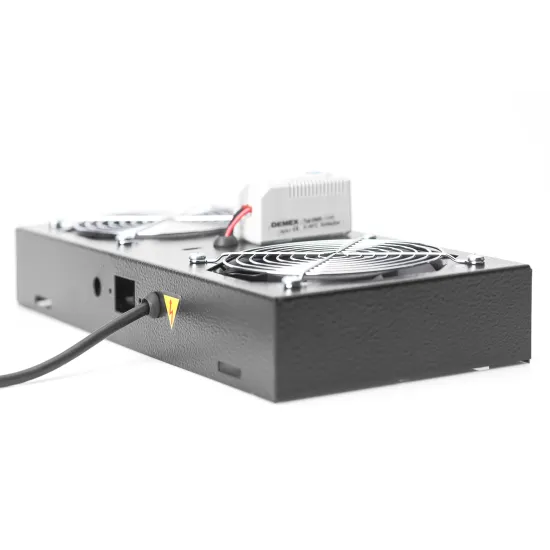 Digitus Roof VENTILATOR unit, wall mounting cabinets 2 fans, thermostat, switch, crni (RAL 7035)