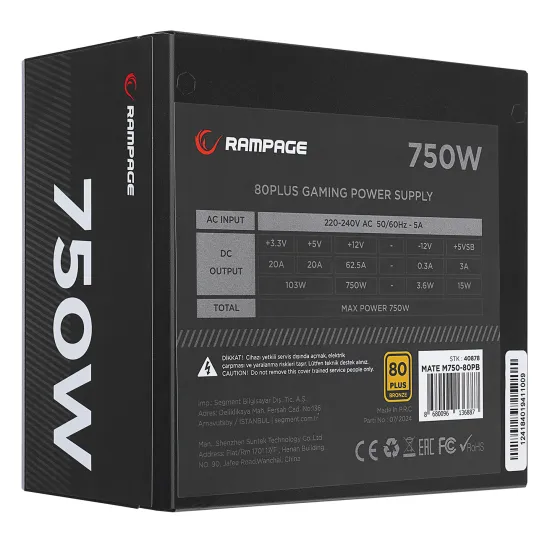 Rampage Napajanje MATE M750-80PB 750W 80+ Bronze Full Modular White