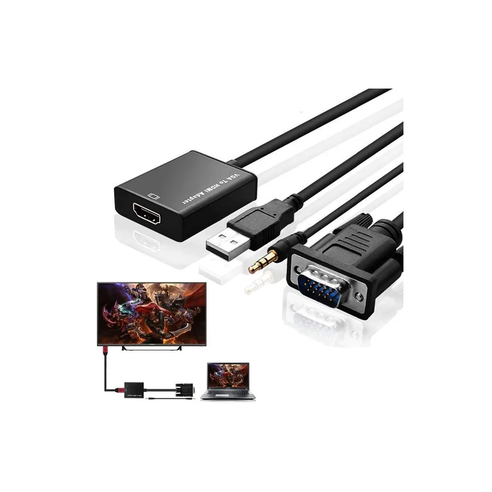 Adapter VGA na HDMI (m/ž) + Audio kabl (m/m) + Micro USB kabl (m/m)