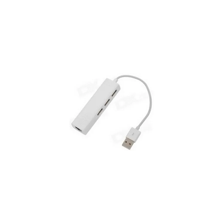 USB 2.0 - HUB 3port + RJ45 (ž) beli