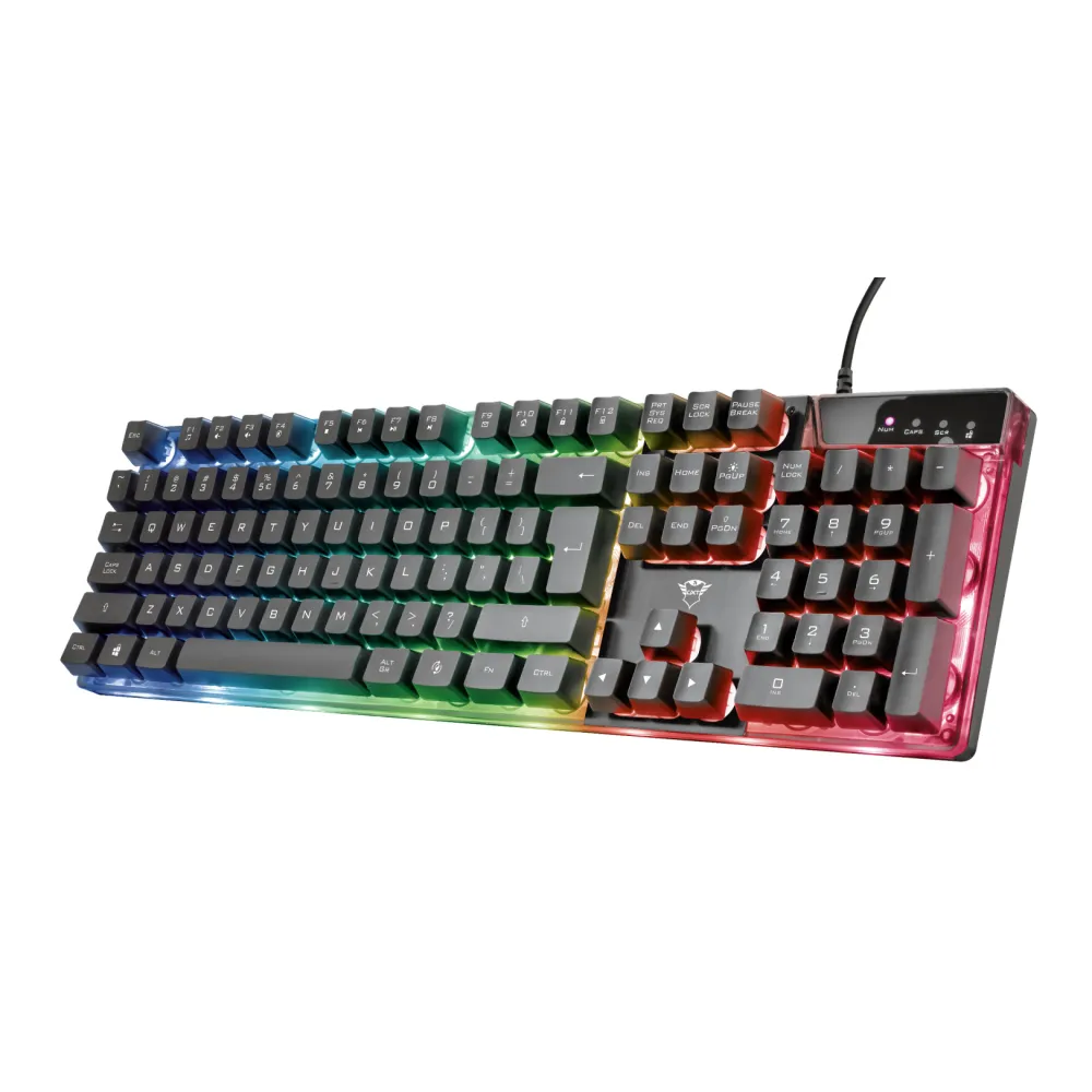 TRUST GXT 835 Azor Illuminated Gaming Keyboard, 3 combined LED color modes, 12 function keys