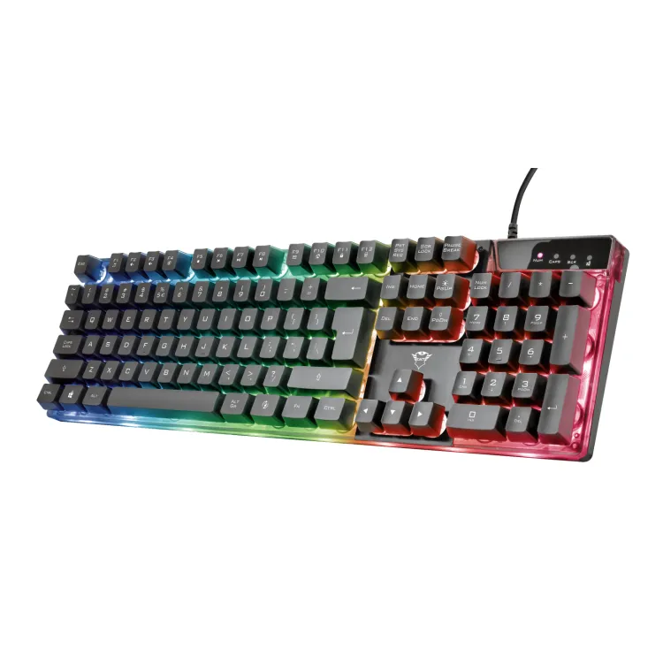 TRUST GXT 835 Azor Illuminated Gaming Keyboard, 3 combined LED color modes, 12 function keys
