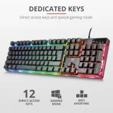 TRUST GXT 835 Azor Illuminated Gaming Keyboard, 3 combined LED color modes, 12 function keys