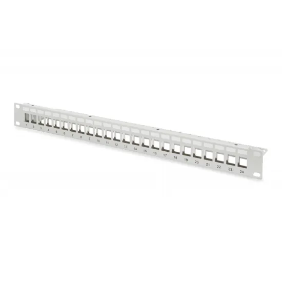 Digitus Modular Patch Panel, shielded 24-port, blank, 1U, rack mount, grey RAL 7035