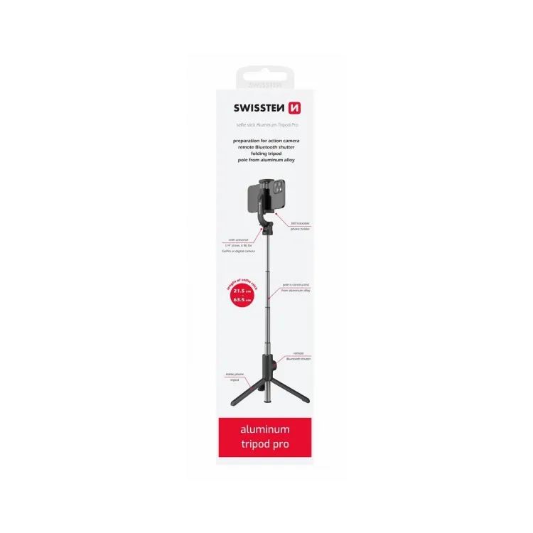 Swissten Tripod Pro Bluetooth Selfie Stick Aluminum