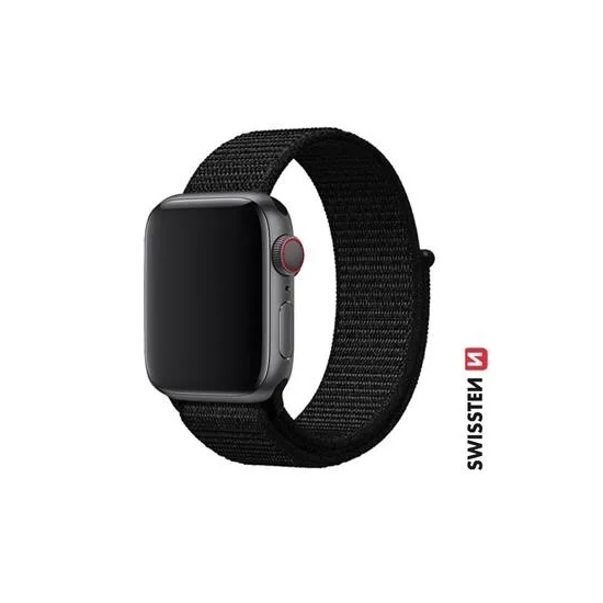 Swissten Nylon band for Apple watch, black (42, 44, 45, 49) mm