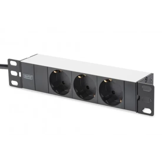 Digitus 1U PDU, 10 , rackmountable, 3x safety outlet, 16A, 4000W, 2m