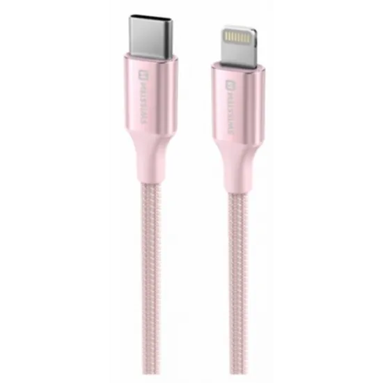 Swissten Data cable textile II USB-C / Lightning 1.5m Pink