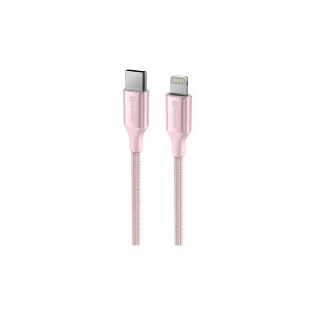 Swissten Data cable textile II USB-C / Lightning 1.5m Pink