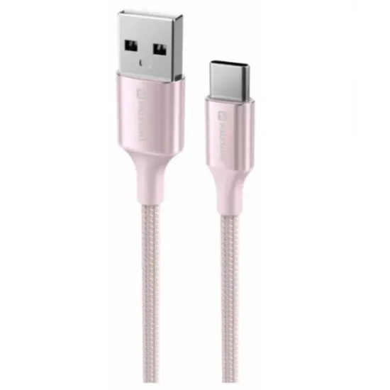 Swissten Data cable textile II USB / USB-C 1.5m Pink