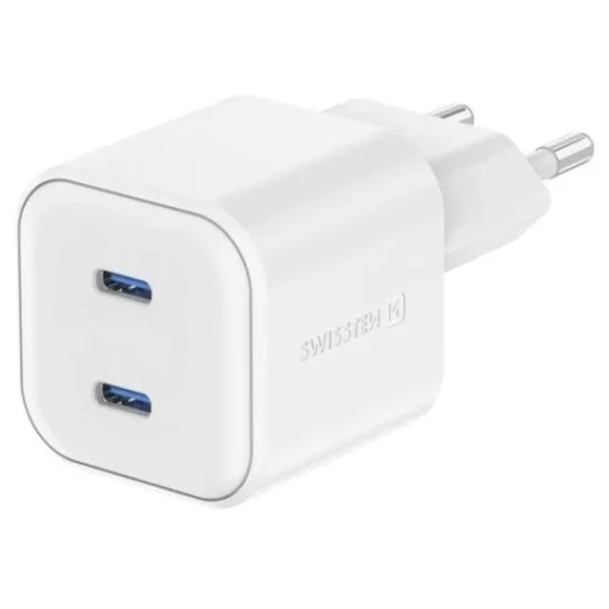 Swissten Travel Charger GaN 2x USB-C 20W PD White