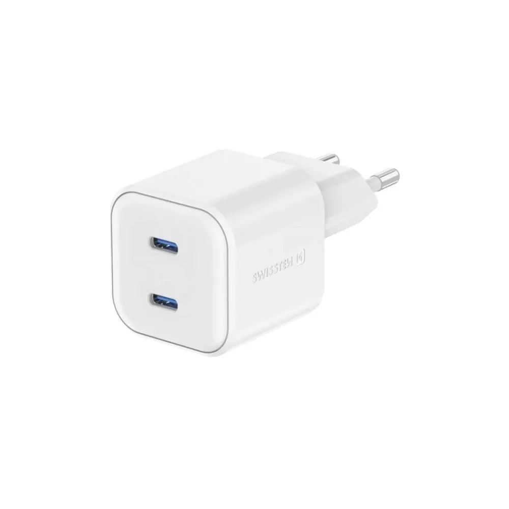 Swissten Travel Charger GaN 2x USB-C 20W PD White