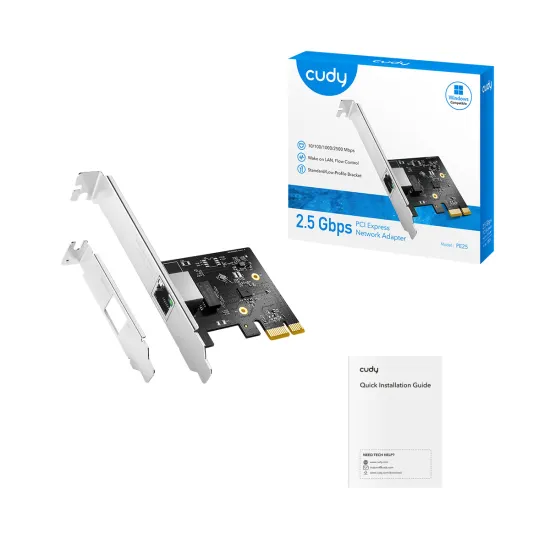 CUDY Mrežna kartica PE25, 1x 2.5 Gigabit Ethernet (10/100/1000/2500Mbps), PCI-Express x1, RJ-45, internal