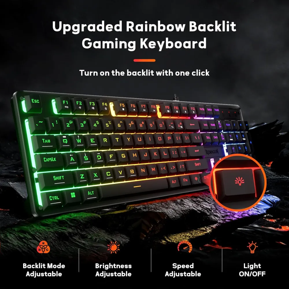 Redragon Tastatura Netherbane K521 RGB Wired Black Gaming
