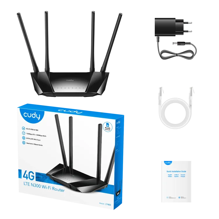 CUDY Router LT400 N300 4G LTE Wi-Fi