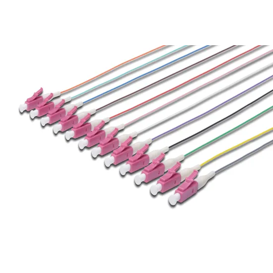 Digitus FO pigtail set, 12pcs, multimode, simplex, 2m, OM4, LC