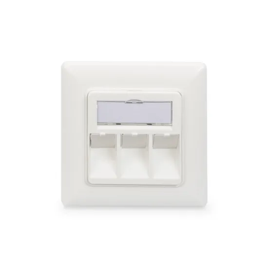 Digitus Wallplate for Keystone Modules, 3x RJ45 dust cover, 80/80 + central plate
