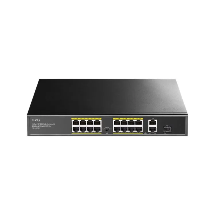 CUDY Switch FS1018PS1, 16x 10/100/1000Mbps RJ45 ports + 2 Uplink GbE + 1 Uplink SFP, 200W PoE, Metal, Rackmount