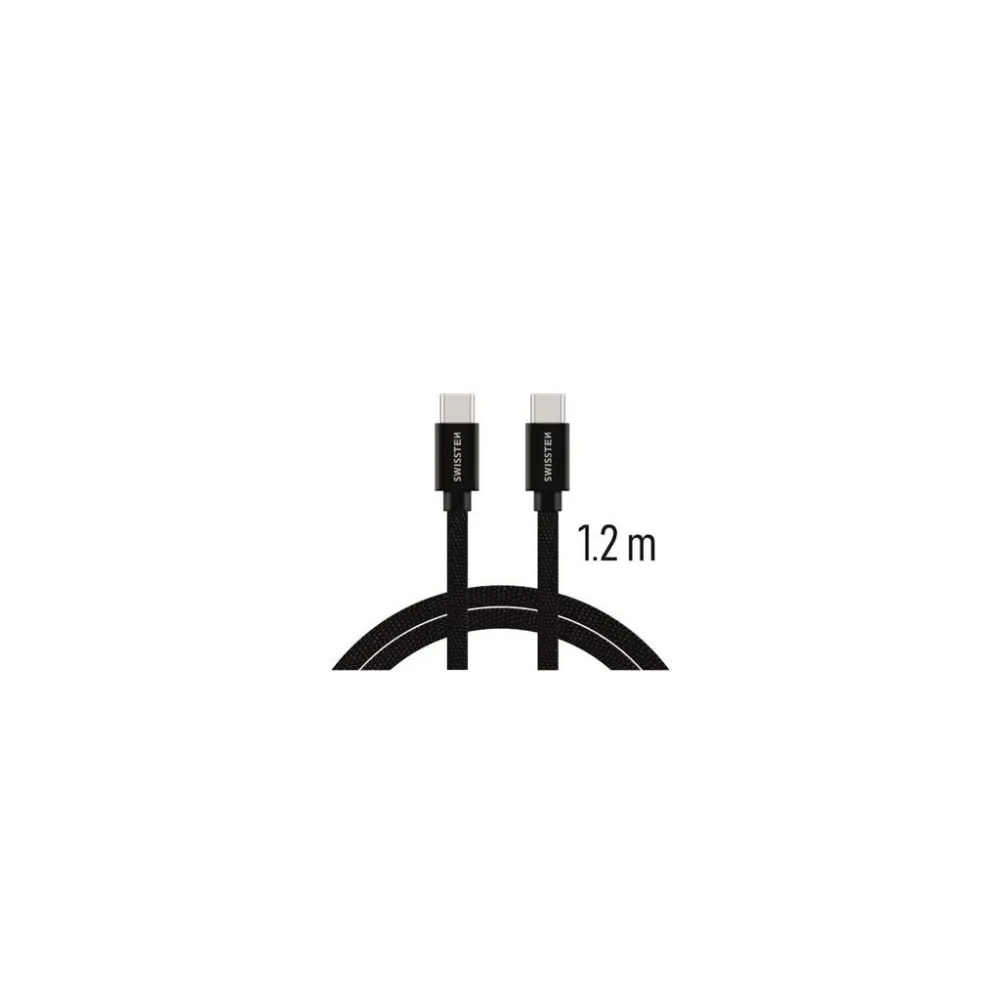 Swissten DATA CABLE TEXTILE USB-C / USB-C 1.2 M BLACK