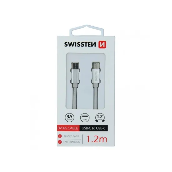 Swissten DATA CABLE TEXTILE USB-C / USB-C 1.2 M GREY