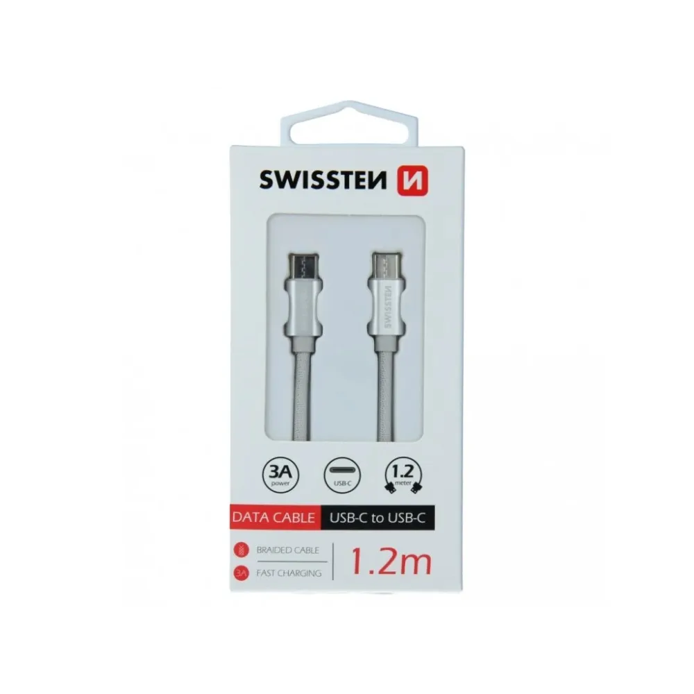 Swissten DATA CABLE TEXTILE USB-C / USB-C 1.2 M GREY