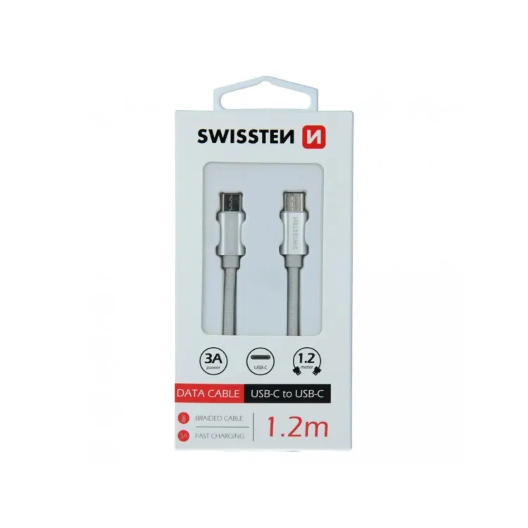 Swissten DATA CABLE TEXTILE USB-C / USB-C 1.2 M GREY