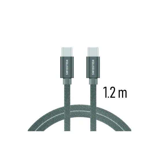 Swissten DATA CABLE TEXTILE USB-C / USB-C 1.2 M SILVER