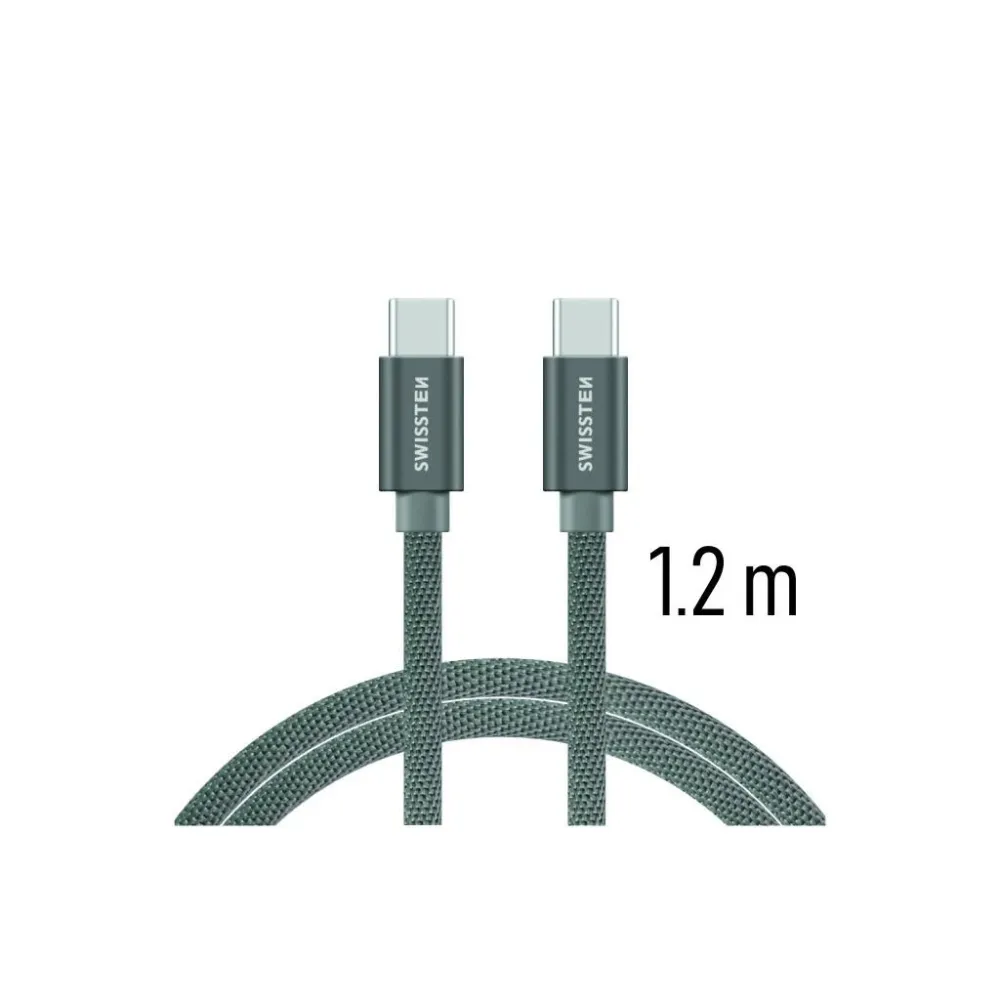 Swissten DATA CABLE TEXTILE USB-C / USB-C 1.2 M SILVER