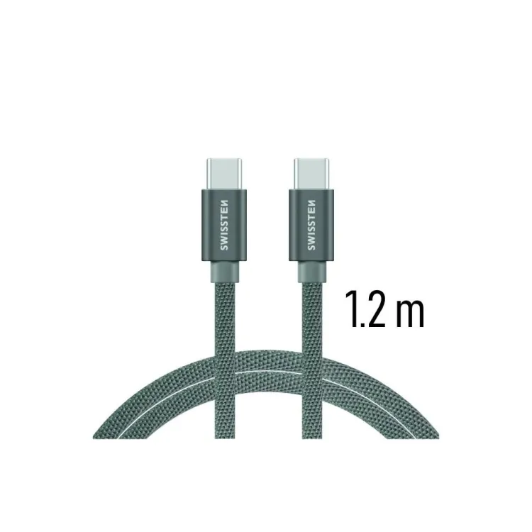 Swissten DATA CABLE TEXTILE USB-C / USB-C 1.2 M SILVER