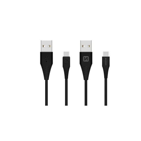 Swissten DATA CABLE USB / USB-C BLACK 1.5M (9mm)