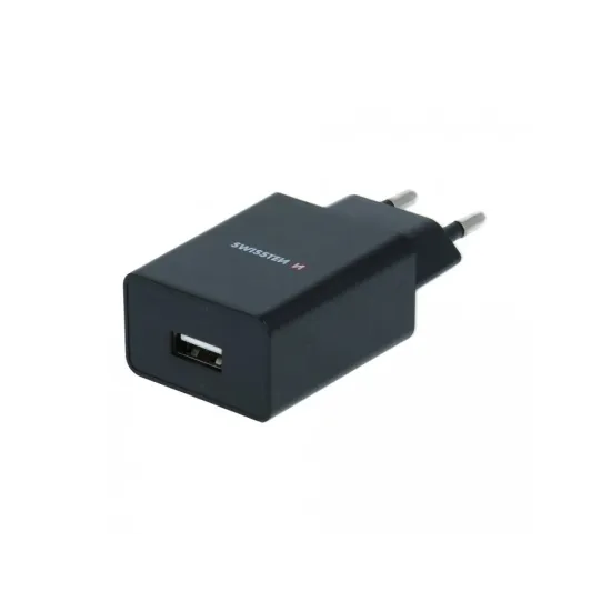 Swissten TRAVEL CHARGER SMART IC WITH 1x USB 1A POWER + DATA CABLE USB / TYPE C 1,2 M BLACK