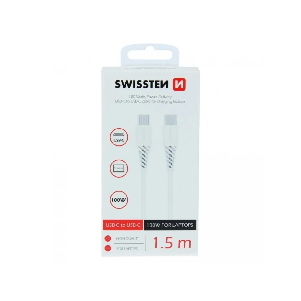 Swissten DATA CABLE TPE USB-C/USB-C POWER DELIVERY 5A (100W) 1,5 M WHITE
