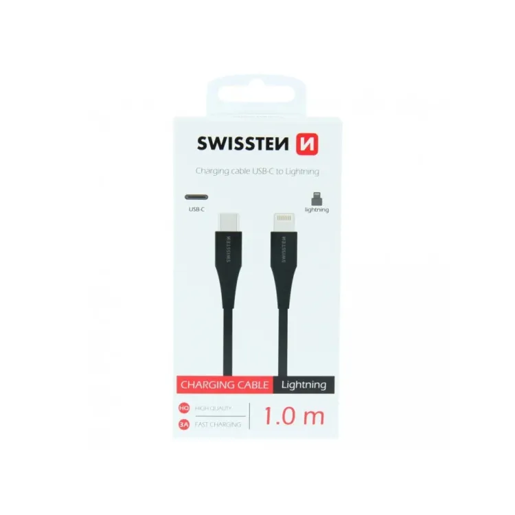 Swissten CHARGING CABLE USB-C / LIGHTNING 1,0 M BLACK