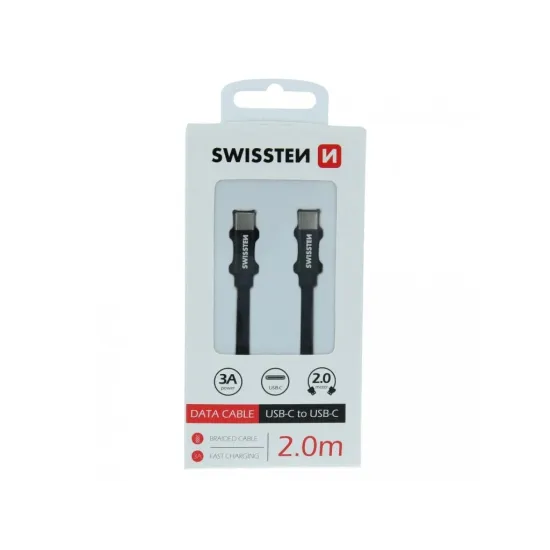 Swissten DATA CABLE TEXTILE USB-C / USB-C 2,0 M BLACK