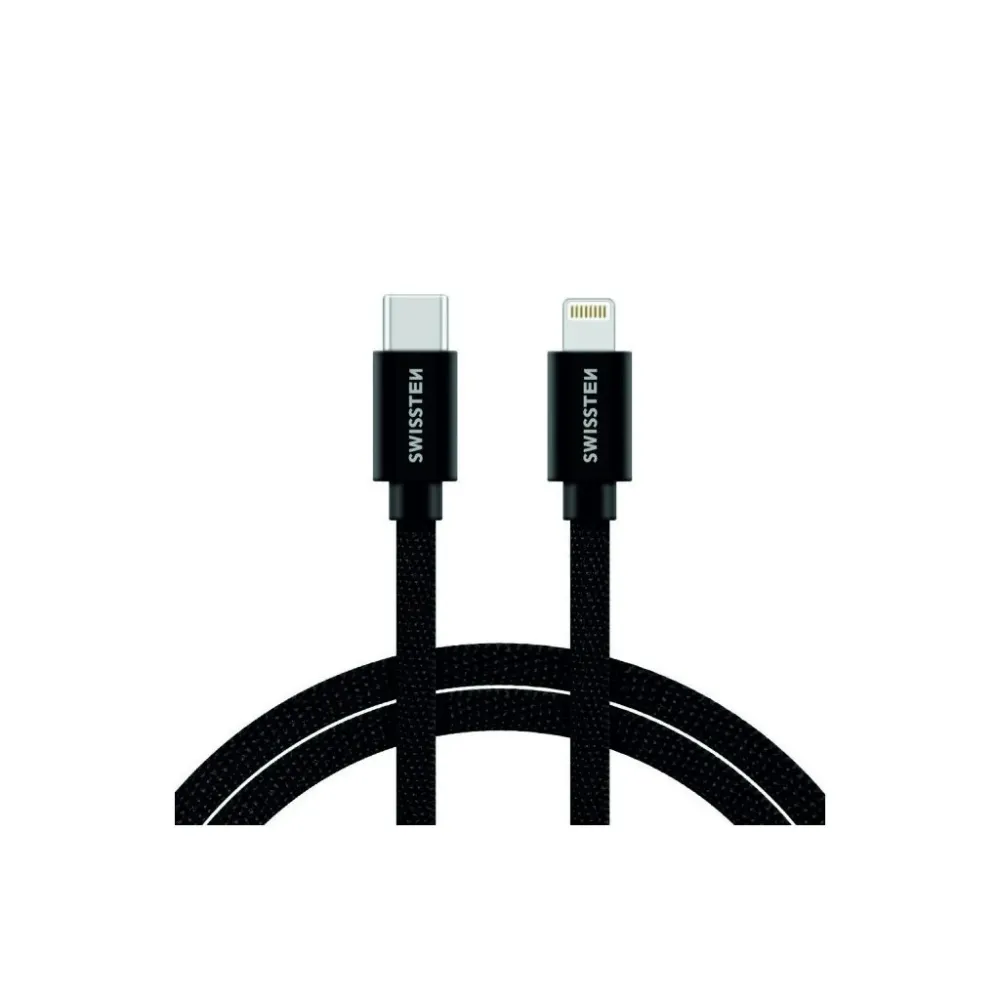 Swissten DATA CABLE TEXTILE USB-C / LIGHTNING 2,0 M BLACK