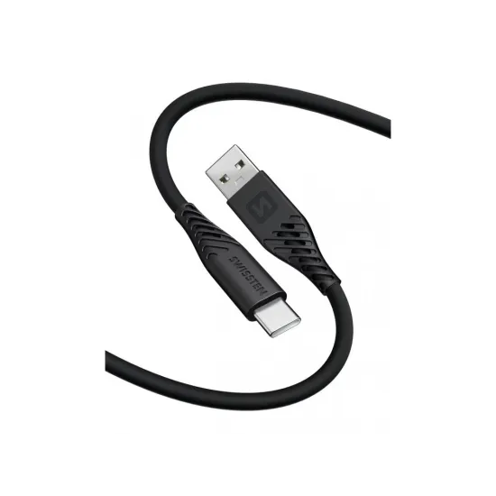 Swissten DATA CABLE SOFT SILICONE USB / USB-C 1.5 M 60W BLACK