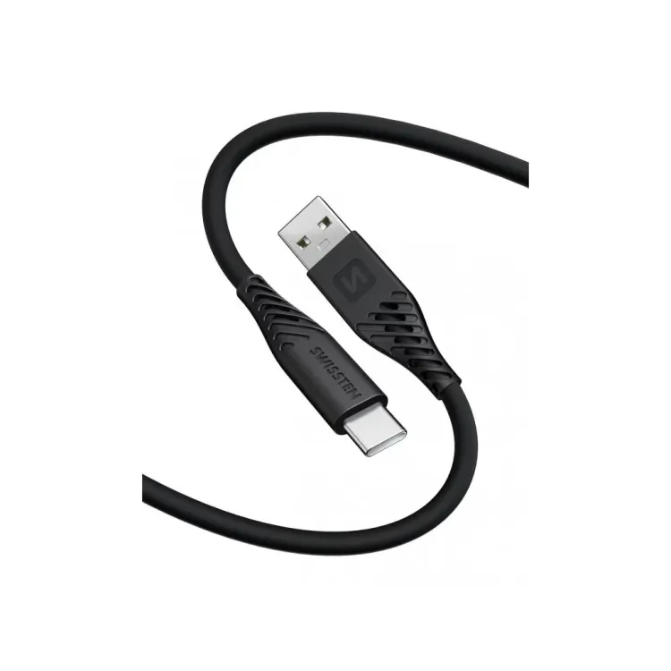 Swissten DATA CABLE SOFT SILICONE USB / USB-C 1.5 M 60W BLACK