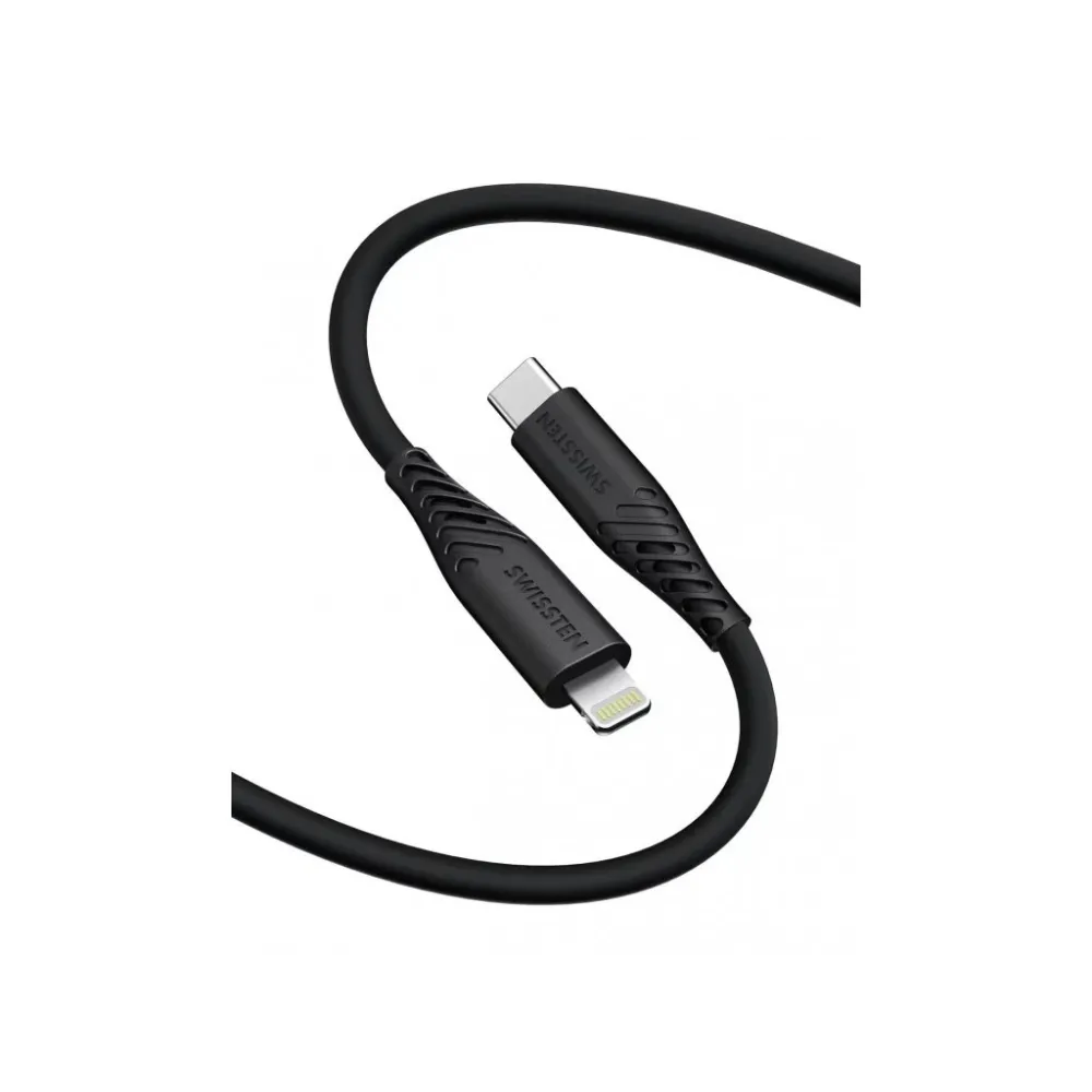 Swissten DATA CABLE SOFT SILICONE USB-C / LIGHTNING 1.5 M 30W BLACK