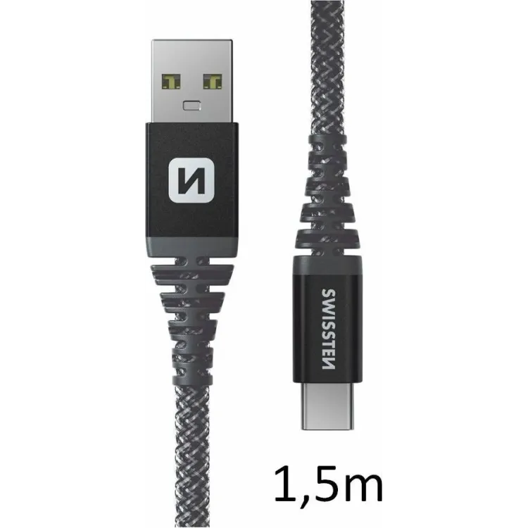 Swissten DATA CABLE KEVLAR USB / USB-C 1.5 M ANTRACIT