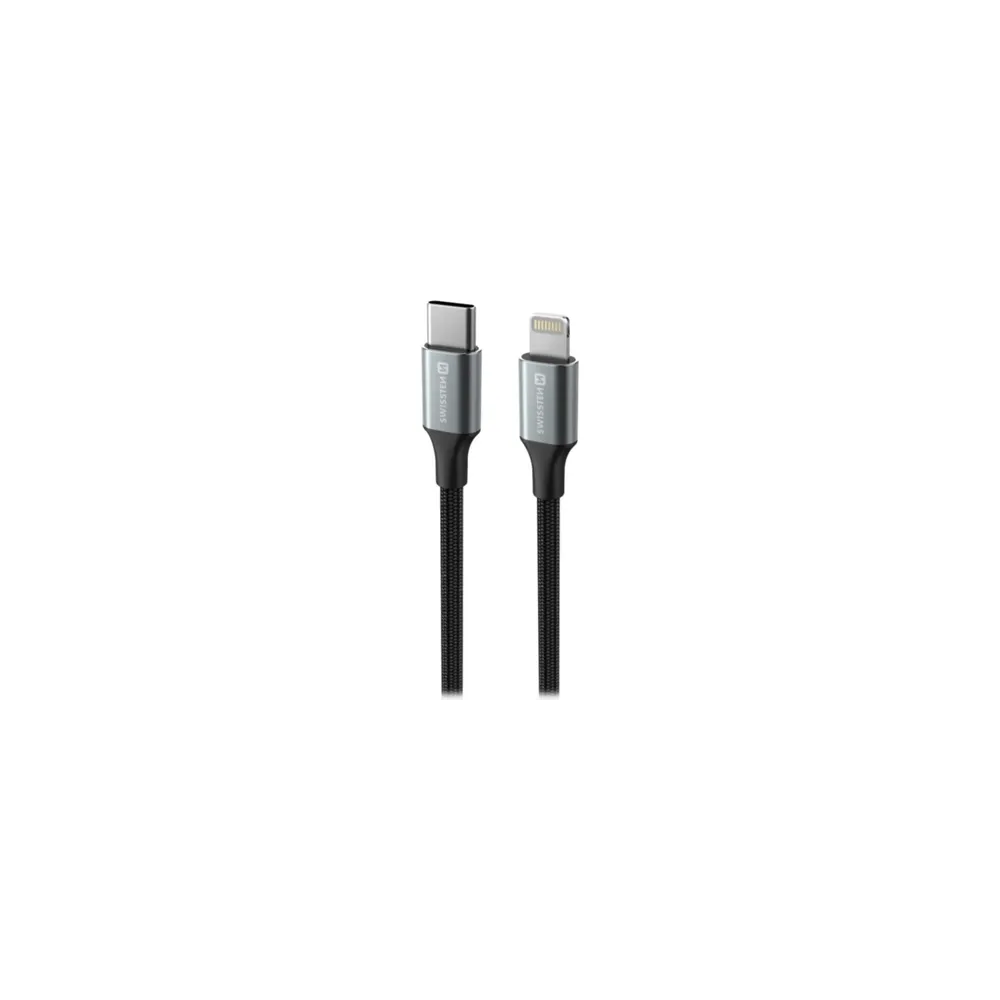 Swissten DATA CABLE KEVLAR USB-C / LIGHTNING 1.5 M ANTRACIT