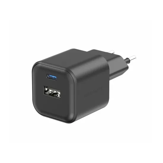 Swissten TRAVEL CHARGER 12W 1x USB-C + 1x USB-A BLACK