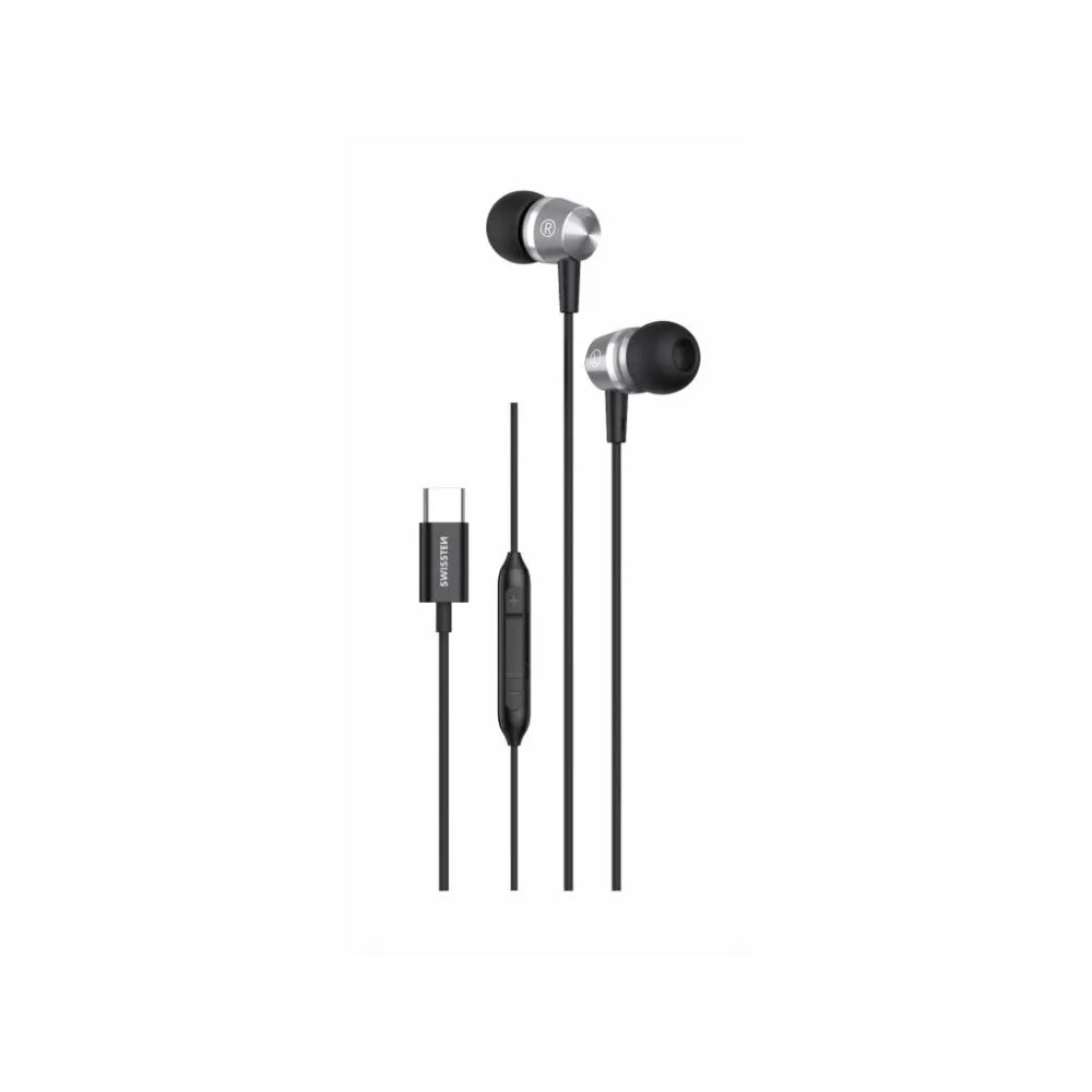 Swissten USB-C EARPHONES METALLIC BLACK