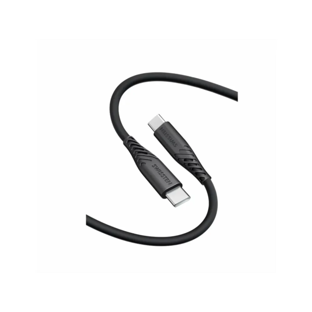 Swissten DATA CABLE SOFT SILICONE USB-C / USB-C 0,4 M BLACK