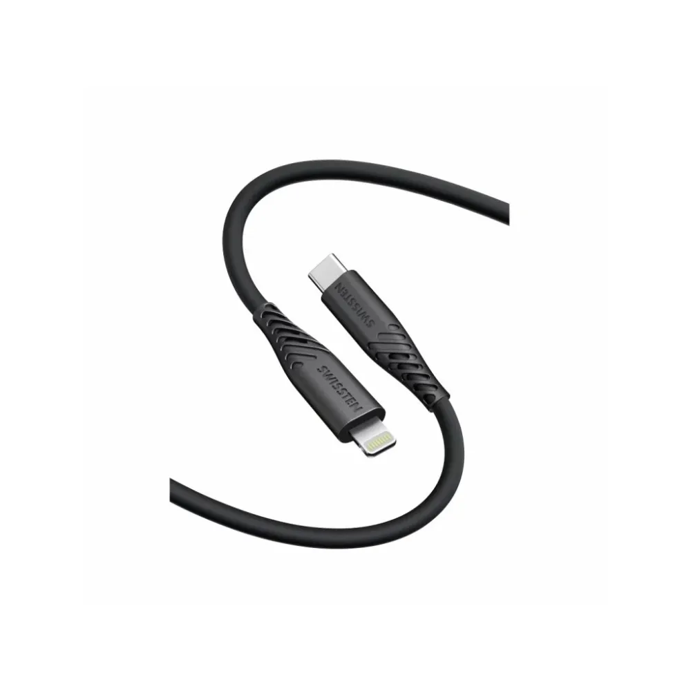 Swissten DATA CABLE SOFT SILICONE USB-C / LIGHTNING 0,4 M BLACK